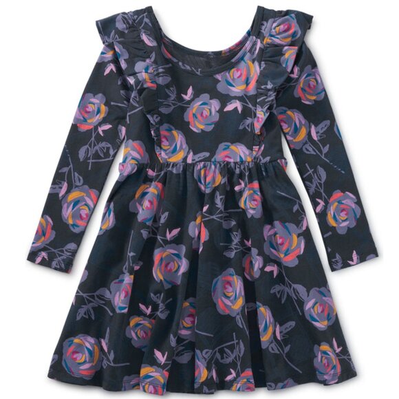 Tea Collection Girls' Long Sleeve Ruffle Shoulder Ballet Dress - Picture 2 of 7